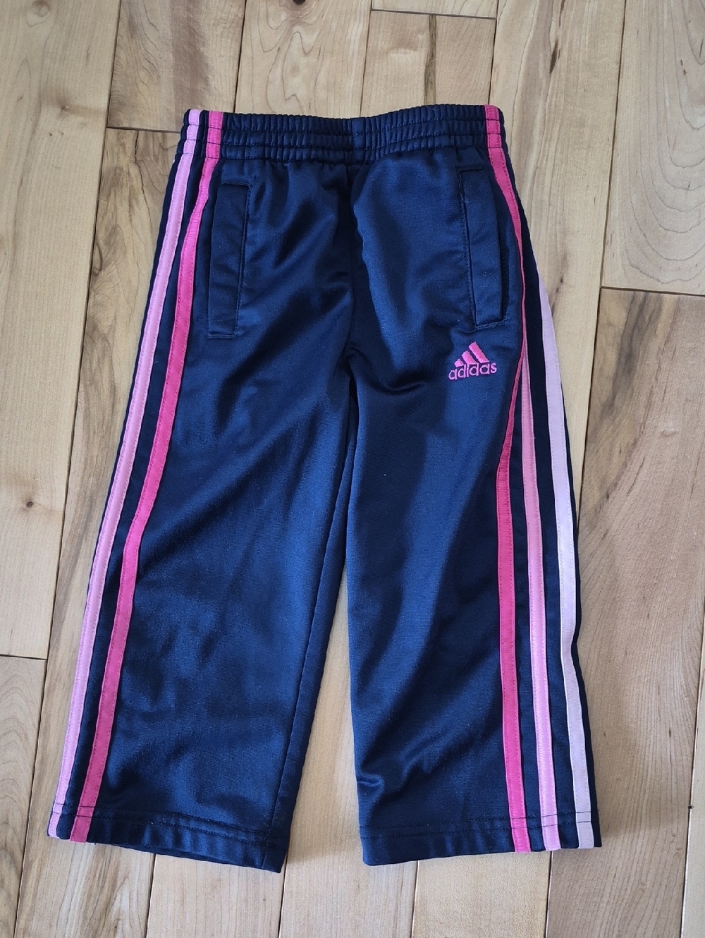 Girls Size 2T Adidas Navy Joggers with Pink Stripe Accents